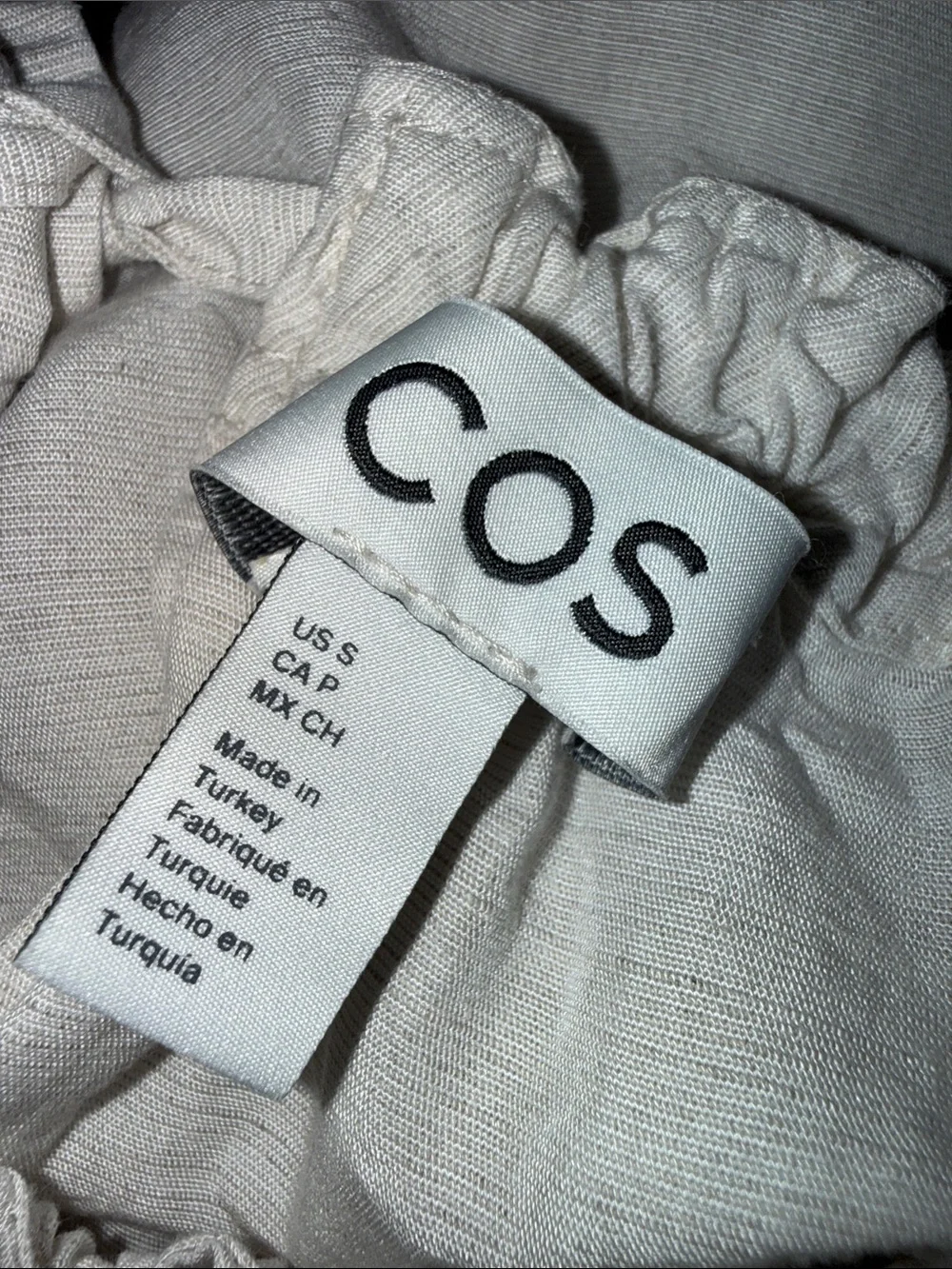COS Puff Sleeve Jumpsuit Linen Blend Natural Light Beige Size Small